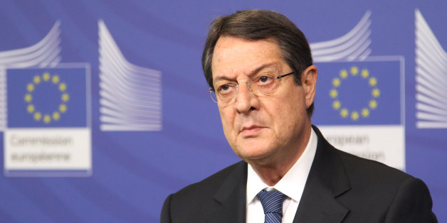 CAPTION CORRECTION OF GRAMMAR Cypriot President Nikos Anastasiadis addresses the media after his meeting with European Commission President Jose Manuel Barroso, at the European Commission headquarters in Brussels, Thursday, May 23, 2013. (AP Photo/Yves Logghe)