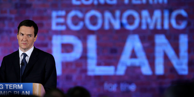 MANCHESTER, ENGLAND - JANUARY 08: Chancellor George Osborne looks on as Prime Minister David Cameron (not pictured) delivers a speech to business leaders on their long term economic plan at a conference in the Old Granada TV Studios on January 8, 2015 in Manchester, England. (Photo by Peter Byrne - WPA Pool/Getty Images)