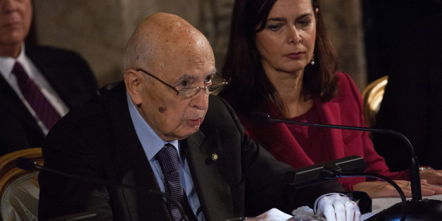 PALAZZO DEL QUIRINALE, ROME, ITALY - 2014/12/16: The President of the Republic, Giorgio Napolitano during the traditional ceremony of exchange of greetings at the Quirinale Palace. It is an annual event that every near end of the year, the President of the Republic, with all the representatives of the institutions, political forces and civil society have the traditional ceremony of greetings exchange. (Photo by Luca Prizia/Pacific Press/LightRocket via Getty Images)