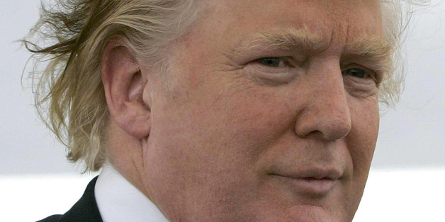 Tycoon Donald Trump at the house in Tong, on the Isle of Lewis, where his mother was brought up before she emigrated to the United States.