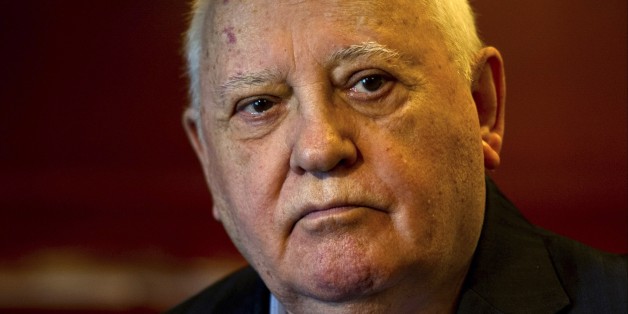 FILE - In this Monday, Feb. 24, 2014 file photo former Soviet leader Mikhail Gorbachev, 82, gives an interview to The Associated Press at the International Government Communication Forum, in Sharjah, United Arab Emirates. Gorbachev said in remarks carried Tuesday, March 18, 2014, by online newspaper Slon.ru that the vote offered the Crimean residents the freedom of choice and justly reflected their will. Gorbachev hailed Crimeaâs referendum that backed joining Russia as a âhappy event.â (AP Photo/Al Moutasim Al Maskery, file)