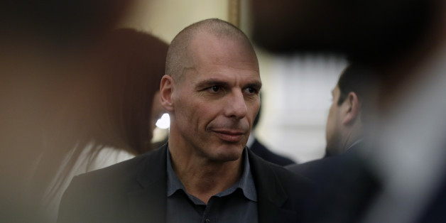New Greek Finance Minister Yanis Varoufakis is seen after a swearing in ceremony at the Presidential Palace in Athens, Tuesday, Jan. 27, 2015. Greece's new left-wing Prime Minister Alexis Tsipras picked an outspoken bailout critic, Yanis Varoufakis, as his new finance minister Tuesday, signaling his revolve to take a tough line with eurozone lenders in an effort to write off a massive chunk rescue debt. (AP Photo/Thanassis Stavrakis)