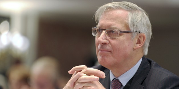 Bank de France Governor Christian Noyer attends the International Symposium organized by the Bank de France, 'Central Banking: The way forward ?' in Paris, on November 7, 2014. AFP PHOTO ERIC PIERMONT (Photo credit should read ERIC PIERMONT/AFP/Getty Images)