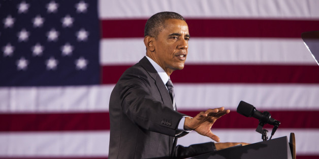 WASHINGTON, USA - FEBRUARY 02: US President Barack Obama speaks during a press conference at the Department of Homeland Security about his newly revealed budget and Republicans threat to not approve funding for the agency in Washington, D.C. on February 02, 2015. (Photo by Samuel Corum/Anadolu Agency/Getty Images)