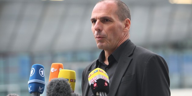 Greek Finance Minister Yanis Varoufakis gives a statement as he leaves the European Central Bank (ECB) in Frankfurt am Main, western Germany, on February 4, 2015. Varoufakis seeks to build support for a renegotiation of his country's 240 billion euro ($270 billion) bailout. AFP PHOTO / DANIEL ROLAND (Photo credit should read DANIEL ROLAND/AFP/Getty Images)