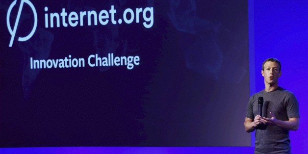 Facebook CEO Mark Zuckerberg addresses the internet.org summit in New Delhi, India, Thursday, Oct.9, 2014. (AP Photo/Press Trust of India) INDIA OUT