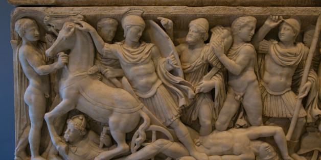MALIBU, CA - MARCH 3: A Roman marble sarcophagus depicting scenes from the Trojan War and Life of Achilles is one just one of the many antiquities on display at the J. Paul Getty Villa Museum on March 3, 2014, in Malibu, California. Perched on a hillside above the Pacific Ocean, this sprawling re-creation of a classical Roman Villa, houses 7,000 years of antiquities, beginning at the end of the Stone Age to the fall of the Roman Empire. (Photo by George Rose/Getty Images)
