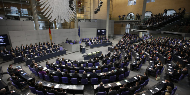 German President Joachim Gauck speaks during a ceremony commemorating the 70th anniversary of the liberation of the Nazi Auschwitz death camp in the German parliament Bundestag in Berlin, Germany, Tuesday, Jan. 27, 2015. (AP Photo/Michael Sohn)