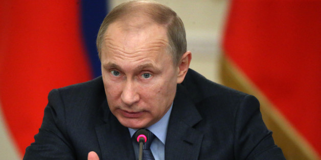 MOSCOW, RUSSIA - FEBRUARY 24: Russian President Vladimir Putin speaks during a meeting of State Council Presidium at the Novo Ogaryovo State Residence on February,24 2015 outside of Moscow, Russia. Putin recently said on Russian TV that a war with Ukraine would be apocalyptic scenario, but probably never happen. (Photo by Sasha Mordovets/Getty Images)