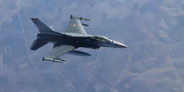 ADANA, TURKEY - JANUARY 5 : Turkish Air Force's F-16 fighter jet gets ready to hook up a boom to receive mid-air refueling from a refueler tanker over Adana, Turkey on January 5, 2014. Turkish Air Force's F-16s and F-4 fighter jets from 101st Air Refueling Wing based in 10. Tanker Base Command at Incirlik Air Base of Adana perform aerial refueling at 24,000 feet high altitude with a cruise speed of 950km/h. (Photo by Veli Gurgah/Anadolu Agency/Getty Images)