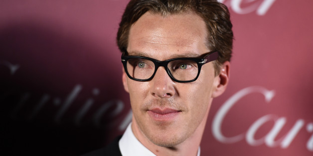 Benedict Cumberbatch, of "The Imitation Game", poses in the press room after winning the ensemble performance award at the 26th annual Palm Springs International Film Festival Awards Gala on Saturday, Jan. 3, 2015, in Palm Springs, Calif. (Photo by Jordan Strauss/Invision/AP)