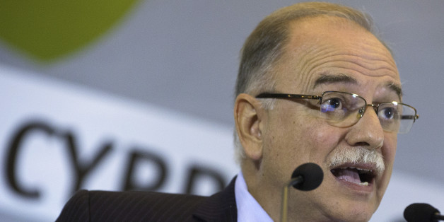 Dimitris Papadimoulis, vice president of the European Parliament, speaks during the Economist's 10th Cyprus Summit in Nicosia, Cyprus, on Tuesday, Nov. 4, 2014. Cyprus could benefit from strong bank stress test results and positive economic signs to pull ole bailout exit and make a full return to the bond market, Finance Minister Harris Georgiades said in Oct. Photographer: Andrew Caballero-Reynolds/Bloomberg via Getty Images