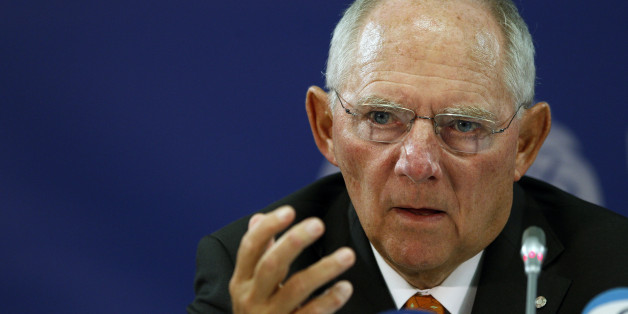 Germany's Minister of Finance Wolfgang Schauble answer questions during a news conference of the Informal Meeting of Ministers for Economic and Financial Affairs (ECOFIN) in the National Art Gallery in Vilnius, Lithuania, Saturday, Sept. 14, 2013. (AP Photo/Mindaugas Kulbis)