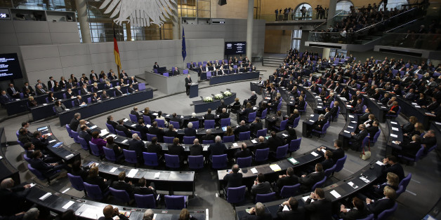 German President Joachim Gauck speaks during a ceremony commemorating the 70th anniversary of the liberation of the Nazi Auschwitz death camp in the German parliament Bundestag in Berlin, Germany, Tuesday, Jan. 27, 2015. (AP Photo/Michael Sohn)