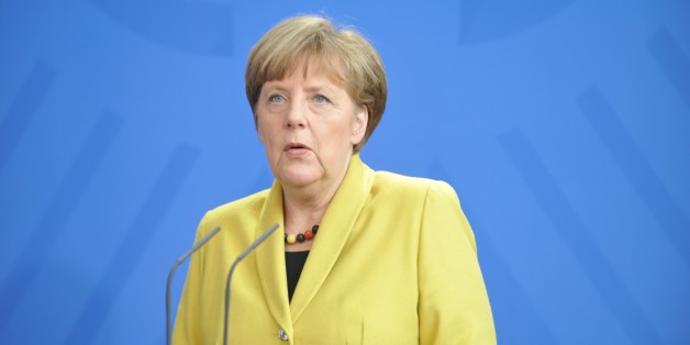 BERLIN, GERMANY - MARCH 16: German Chancellor Angela Merkel holds a press conference after his meeting with Ukrainian President Petro Poroshenko (not seen) on March 16, 2015 in Berlin, Germany. (Photo by Erbil Basay/Anadolu Agency/Getty Images)