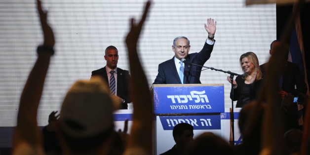 FILE - In this March 17, 2015 file photo, Israeli Prime Minister Benjamin Netanyahu greets supporters at the party's election headquarters in Tel Aviv, Israel. Netanyahu's Likud won 30 seats in the 120-seat parliament, and parties apparently willing to back him won another 37 for a possible majority. The reasons for that outcome go beyond the party's nationalist ideology and include Israel's sense of geographic vulnerability, its fragmented politics and a master campaigner in Netanyahu himself.