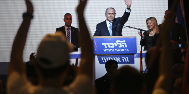 FILE - In this March 17, 2015 file photo, Israeli Prime Minister Benjamin Netanyahu greets supporters at the party's election headquarters in Tel Aviv, Israel. Netanyahu's Likud won 30 seats in the 120-seat parliament, and parties apparently willing to back him won another 37 for a possible majority. The reasons for that outcome go beyond the party's nationalist ideology and include Israel's sense of geographic vulnerability, its fragmented politics and a master campaigner in Netanyahu himself.