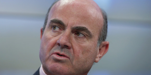 Luis de Guindos, Spain's economy minister, speaks during a session on day three of the World Economic Forum (WEF) in Davos, Switzerland, on Friday, Jan. 23, 2015. World leaders, influential executives, bankers and policy makers attend the 45th annual meeting of the World Economic Forum in Davos from Jan. 21-24. Photographer: Chris Ratcliffe/Bloomberg via Getty Images