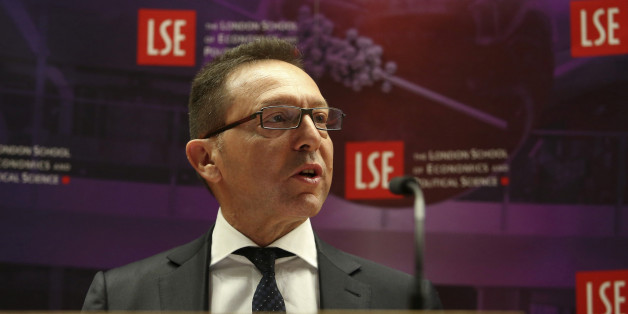 Yannis Stournaras, governor of the Bank of Greece, speaks during his address at the London School of Economics (LSE) in London, U.K., on Wednesday, March 25, 2015. The European Central Bank approved an increase of more than 1 billion euros ($1.1 billion) in the emergency funds available to Greek lenders, two people familiar with the decision said. Photographer: Chris Ratcliffe/Bloomberg via Getty Images