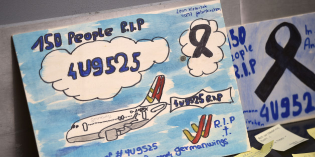 Messages for the victims of the plane crash are displayed at the airport in Dusseldorf , Germany, Tuesday, March 31, 2015. One week ago 150 people died in the Germanwings airliner crash in the French alps on its way from Barcelona to Duesseldorf. (AP Photo/Martin Meissner)