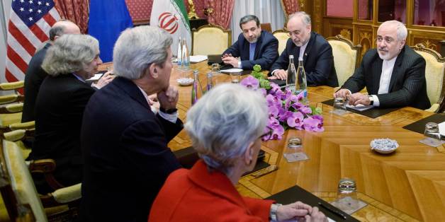 From left: Robert Malley, of the US National Security Council, US Secretary of Energy Ernest Moniz, US Secretary of State John Kerry, US Under Secretary for Political Affairs Wendy Sherman, Iranian Deputy Foreign Minister Abbas Araghchi, Head of Iranian Atomic Energy Organization Ali Akbar Salehi and Iranian Foreign Minister Mohammad Javad Zarif wait for a meeting, Friday, March 27, 2015 in Lausanne, Switzerland. The Iranian and US officials are in Switzerland to continue negotiations on the Iranian nuclear program. (AP Photo/Brendan Smialowski, Pool)