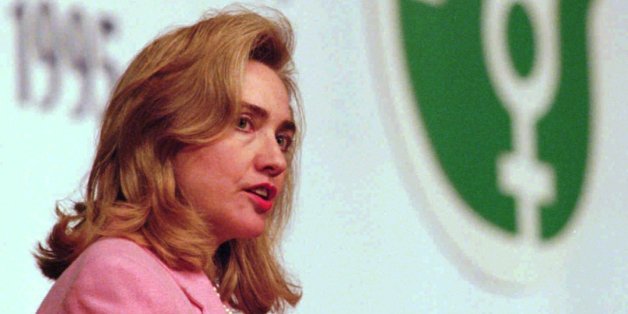 First Lady Hillary Rodham Clinton addresses a special session of the Fourth World Conference on Women in Beijing Tuesday, September 5, 1995. Mrs. Clinton made a call for human rights and freedom of expression and said that it was indefensible that many women who registered for the conference were denied visas or were unable to fully participate. (AP Photo/Doug Mills)