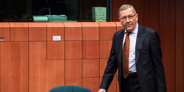 European Financial Stability Facility (EFSF) Managing Director Klaus Regling arrives for a meeting of Eurogroup finance ministers at the EU Council building in Brussels on Monday, Feb. 16, 2015. Greeceâs radical left government and its European creditors headed into new talks Monday on the debt-heavy countryâs stuttering bailout program, but expectations are low despite a fast-approaching deadline for some kind of deal. (AP Photo/Geert Vanden Wijngaert)