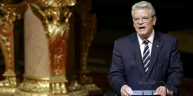 German President Joachim Gauck delivers a speech after an ecumenical service remembering the Armenian slaughter at the Berlin Cathedral Church in Berlin, Germany, Thursday, April 23, 2015. On Friday, April 24, Armenians will mark the centenary of what historians estimate to be the slaughter of up to 1.5 million Armenians by Ottoman Turks, an event widely viewed by scholars as genocide. Turkey, however, denies the deaths constituted genocide and says the death toll has been inflated. (AP Photo/M