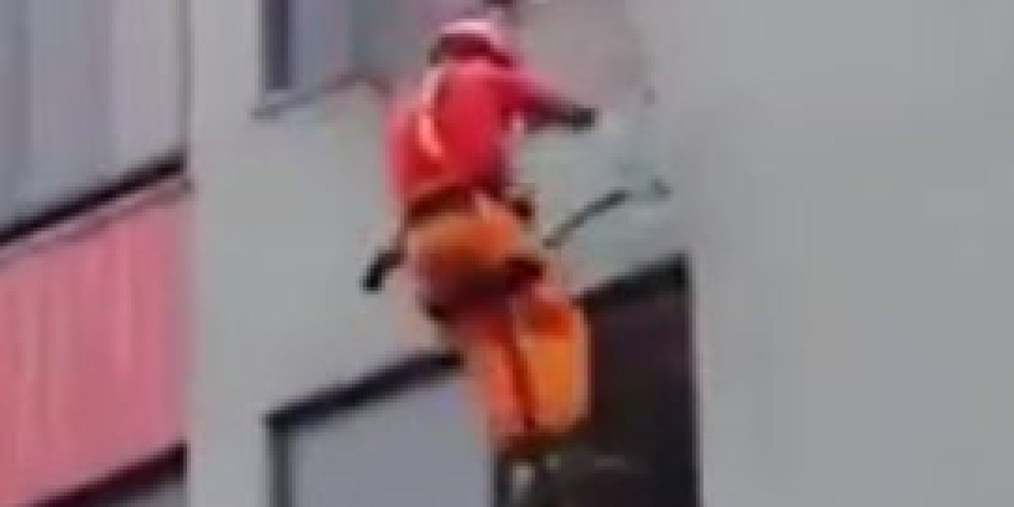 Firefighter Saves Woman On 10th Floor Window Ledge With One Swift Kick