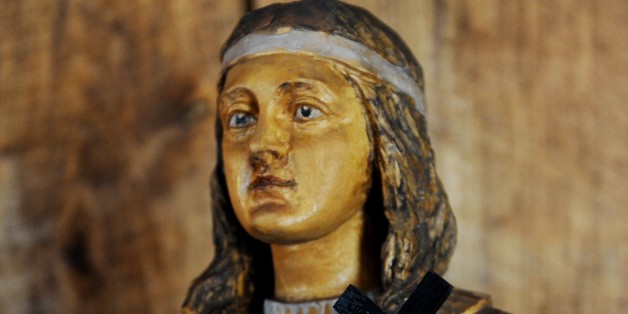 A wooden statue of Kateri Tekakwitha, a 17th century Mohawk woman who the Vatican will canonize later this year, seen in St. Peter's Chapel at the National Kateri Shrine in Fonda, New York. Kateri will become the first Native American saint in the Catholic church. AFP PHOTO/Stan HONDA (Photo credit should read STAN HONDA/AFP/Getty Images)