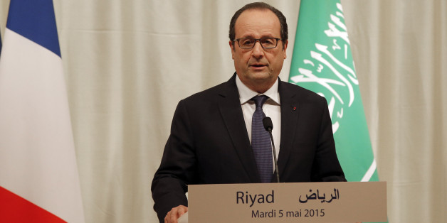 French President Francois Hollande delivers a speech during a press conference in Riyadh, Saudi Arabia, Tuesday, May 5, 2015. Hollande is the guest of honor of the Gulf cooperation council summit in Riyadh, where security issues in the region are going to be discussed. (AP Photo/Christophe Ena, Pool)