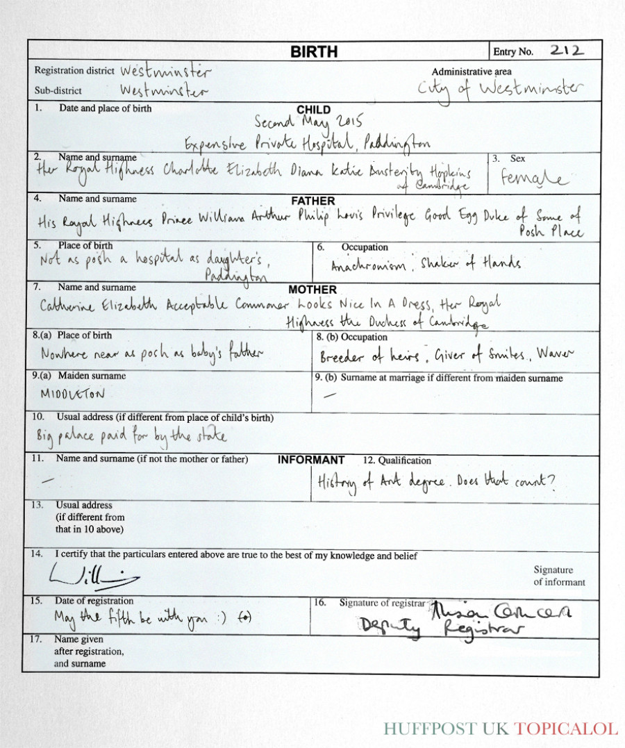 Princess Charlotte s Birth Certificate Contains A Few Surprises