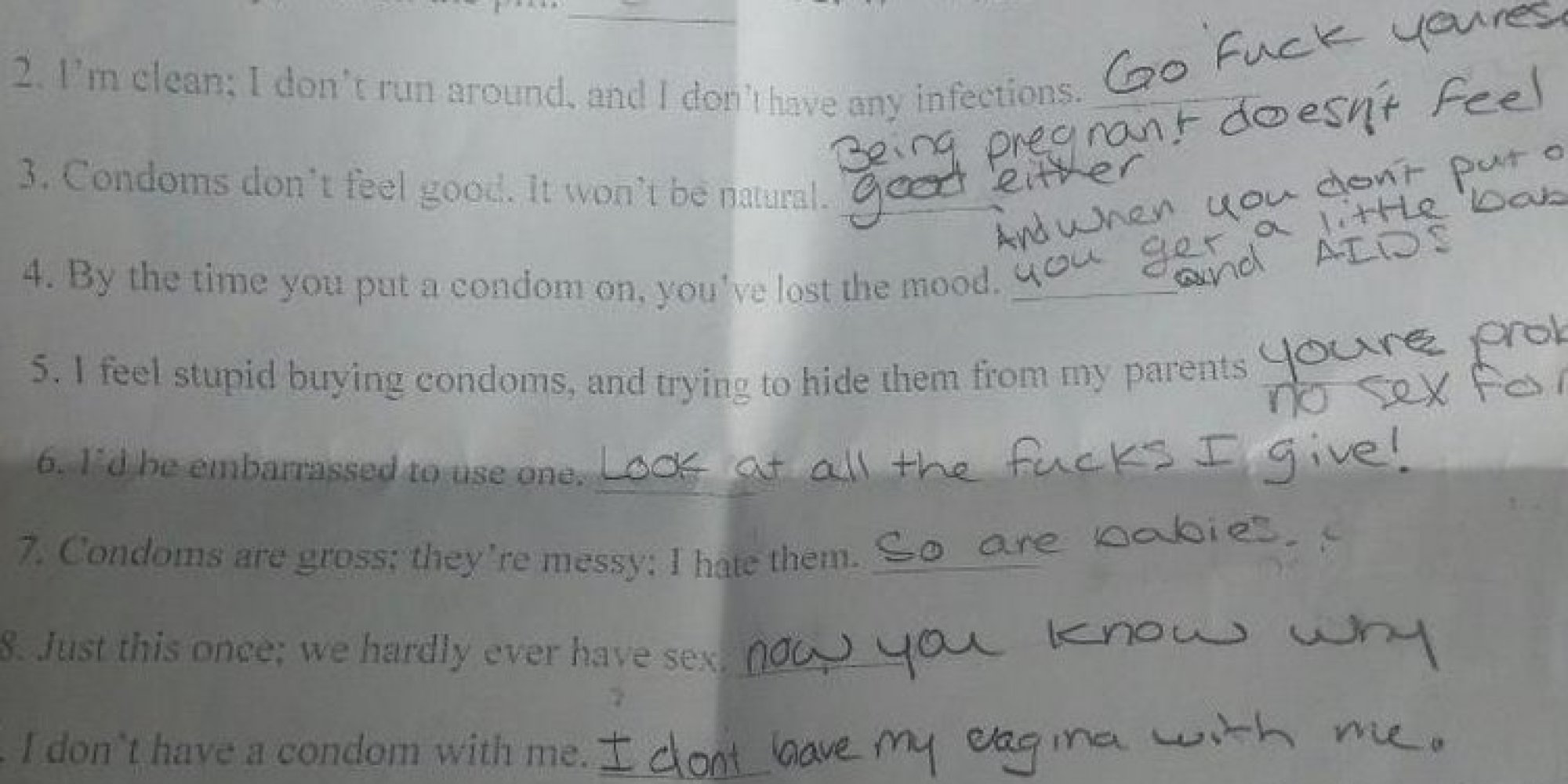 These Honest And Brilliant Sex Ed Quiz Answers Got A Teen Suspended 