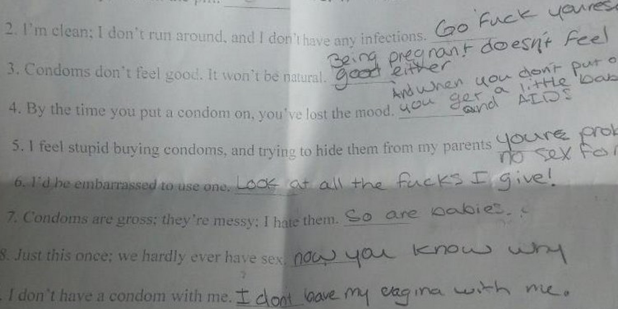 These Honest And Brilliant Sex Ed Quiz Answers Got A Teen Suspended