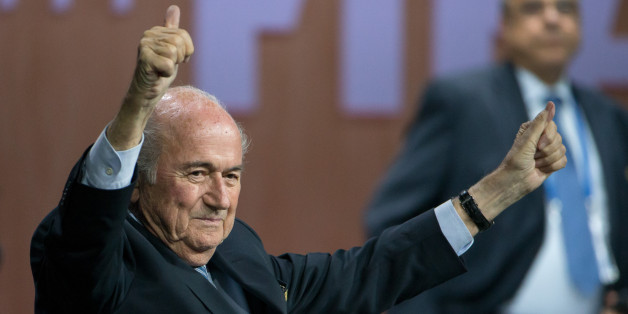 ZURICH, SWITZERLAND - MAY 29: FIFA President Joseph S. Blatter celebrates his election during the 65th FIFA Congress at Hallenstadion on May 29, 2015 in Zurich, Switzerland. (Photo by Philipp Schmidli/Getty Images)