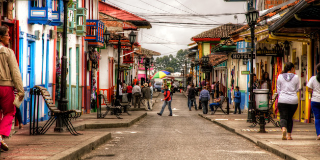 Street in Salento, in Quindio, Colombia.
Salento is a very nice town in the coffee region of Colombia, quite touristy, with nice hotels and many nice buildings.
HDR from three handheld shots, blended in Photomatix, tonemapped with Details Enhancer and post-processed in Photoshop.