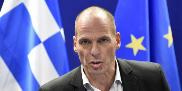 Greek Finance Minister Yanis Varoufakis speaks during a press conference after a Eurogroup Council meeting on May 11, 2015 at the EU Headquarters in Brussels. AFP PHOTO/JOHN THYS (Photo credit should read JOHN THYS/AFP/Getty Images)