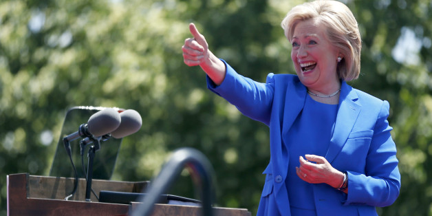 Democratic presidential candidate, former Secretary of State Hillary Rodham Clinton arrives to speak to supporters Saturday, June 13, 2015, on Roosevelt Island in New York. (AP Photo/Julio Cortez)