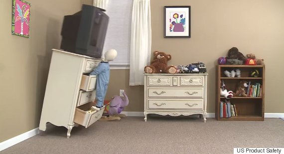 Ful Video Warns Pas About The Hidden Dangers That Pose A The Video Shows A Demonstration Of Child Sized Dummy Climbing On Chest Drawers With Tv Top It Furniture Slowly Topples Over Causing