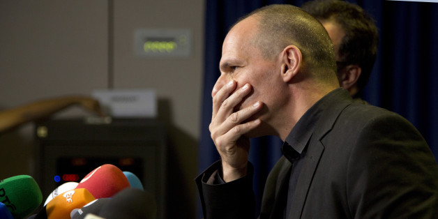 Greek Finance Minister Yanis Varoufakis listens to questions during a media conference after a meeting of eurogroup finance ministers in Brussels on Saturday, June 27, 2015. Anxiety over Greece's future swelled on Saturday after Prime Minister Alexis Tsipras' call to have the people vote on a proposed bailout deal. (AP Photo/Virginia Mayo)