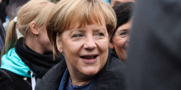 Angela Merkel beim Abschluss des Thüringer Landtagswahlkampfes am 13. September 2014 in Apolda.
