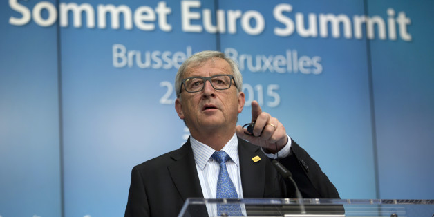 European Commission President Jean-Claude Juncker speaks during a media conference at an EU summit in Brussels on Monday, June 22, 2015. Eurozone finance ministers were cautiously optimistic on Monday that a deal on Greece's bailout was finally within reach this week, amid fears the country might otherwise default on its debts and fall out of the euro. (AP Photo/Virginia Mayo)