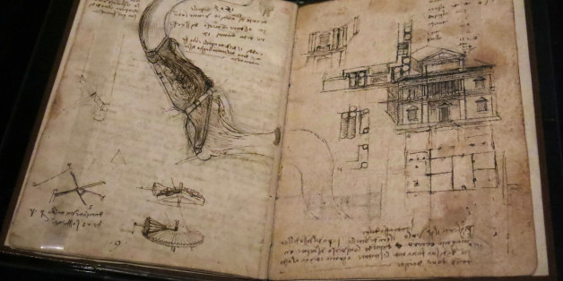 Leonardo da Vinciâs âCodex on the Flight of Birdsâ is displayed at the âLeonardo da Vinci y la idea de la bellezaâ (Leonardo and the idea of beauty) exhibit at the Palacio de Bellas Artes in Mexico City on Wednesday, June 24, 2015. The Exhibition will be open from June 26 to August 23. The Codex shows some of Leonardoâs studies about aerodynamics and taxonomy. (AP Photo/Berenice Bautista)
