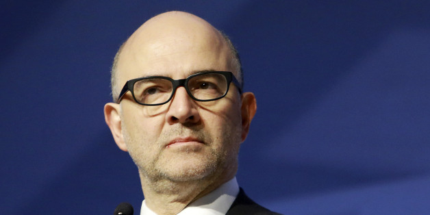 Commissioner for Economic and Financial Affairs, Taxation and Customs, Pierre Moscovici participates in the Informal Meeting of Ministers for Economic and Financial Affairs of the European Union in Riga, Latvia on Friday, April 24, 2015. Greece's finance minister came under fire Friday from his peers in the 19-country eurozone for failing to come up with a comprehensive list of economic reforms that are needed if the country is to get vital loans to avoid going bankrupt. (Dmitris Sulzics/F64 Photo Agency via AP)