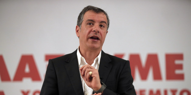 Stavros Theodorakis, leader of the political party To Potami (The River) talks during a news conference in central Athens, Wednesday, Jan. 21, 2015. To Potami was founded last February by Theodorakis, a Greek popular TV journalist. Weekend opinion polls showed Potami will be the third party.Greek voters go to the polls on Sunday as the popular left-wing Syriza party is poised to defeat conservative Prime Minister Antonis Samaras according the last opinion polls. (AP Photo/Lefteris Pitarakis)