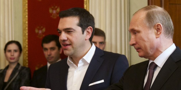 Russian President Vladimir Putin, right, and Greek Prime Minister Alexis Tsipras attend a signing ceremony in the Kremlin in Moscow, Russia, Wednesday, April 8, 2015. Russian President Vladimir Putin said the leader of Greece did not ask for financial aid during an official visit, easing speculation that Athens might use its relations with Moscow to gain advantage in bailout talks with European creditors. (AP Photo/Alexander Zemlianichenko, pool)