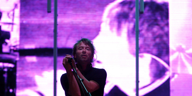 Thom Yorke and Radiohead perform during the All Points West music festival at Liberty State Park Saturday, Aug. 9, 2008 in Jersey City, N.J. (AP Photo/Jason DeCrow)