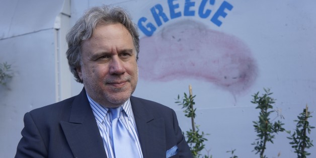 ATHENS, GREECE - JULY 3: Greek Minister for Administrative Reform Giorgos Katrougalos speaks to the press about the debt crisis of Greece in Athens on July 3, 2015. (Photo by Salih Baran/Anadolu Agency/Getty Images)