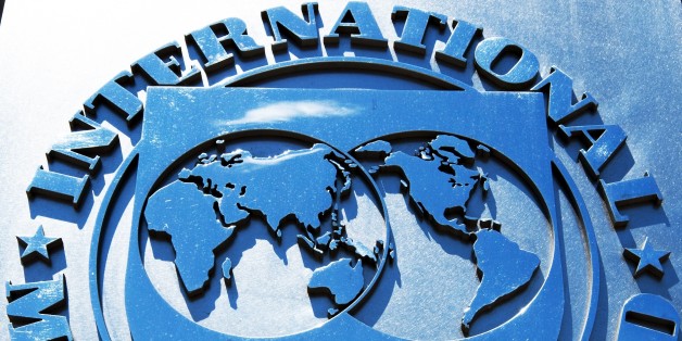 The logo of the International Monetary Fund(IMF) is seen shortly after Christine Lagarde, Managing Director, delivered remarks on the US economy during a press conference June 14, 2013 at IFM headquaraters in Washington, DC. AFP PHOTO/Paul J. Richards (Photo credit should read PAUL J. RICHARDS/AFP/Getty Images)