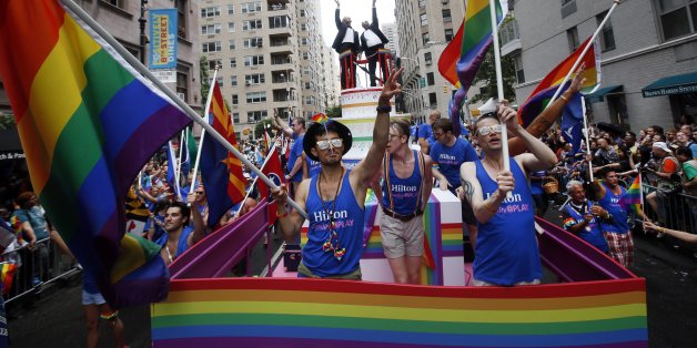 IMAGE DISTRIBUTED FOR HILTON - Hilton Team Members celebrate Pride Month at NYC Pride as a Gold Sponsor, Sunday, June 28, 2015 in New York. The dayâs activities underscore Hiltonâs ongoing commitment to the LGBT community, advocating for inclusion and equality through its policies, practices and sponsorships. (Jason DeCrow/AP Images for Hilton)